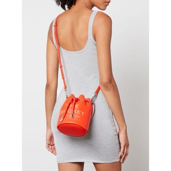 Marc Jacobs The Leather Mini Bucket Bag, ELECTRIC ORANGE - Picture 12 of 15